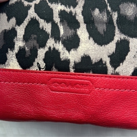 COACH OCELOT LEOPARD CARRIE PARK TOTE BAG F23278 RED BLACK GRAY MULTI - Picture 6 of 10